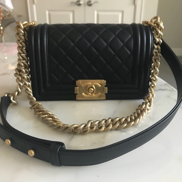 CHANEL Handbags - ❤️Sold❤️ Chanel le boy bag black antique gold